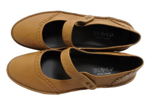 【インコルジェ3211 ブラウン】レース風飾りつき上品ストラップシューズ