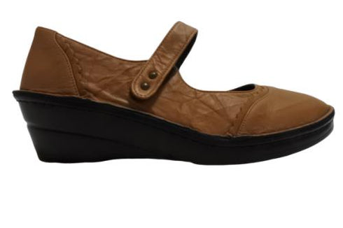 【インコルジェ3211 ブラウン】レース風飾りつき上品ストラップシューズ