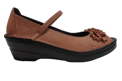 【インコルジェ 3221 ピンク】フラワーモチーフオープントゥシューズ