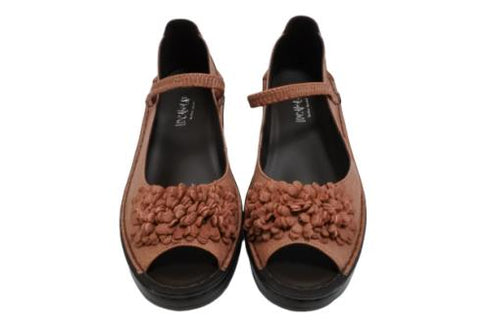 【インコルジェ 3221 ピンク】フラワーモチーフオープントゥシューズ