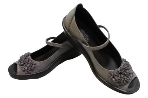 【インコルジェ 3221 パープル】フラワーモチーフオープントゥシューズ