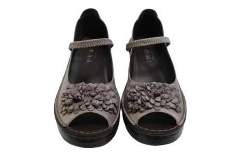 【インコルジェ 3221 パープル】フラワーモチーフオープントゥシューズ