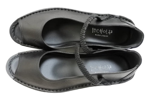 【インコルジェ 32211 ブラック】シンプルなオープントゥシューズ