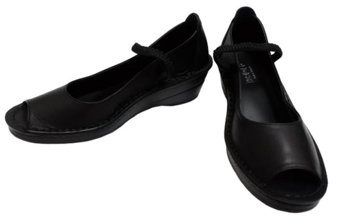 【インコルジェ 32211 ブラック】シンプルなオープントゥシューズ