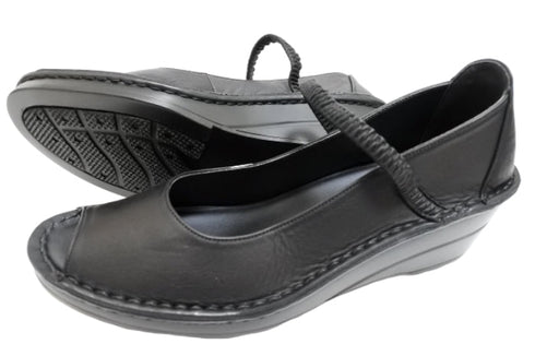 【インコルジェ 32211 ブラック】シンプルなオープントゥシューズ