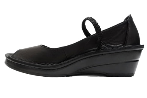 【インコルジェ 32211 ブラック】シンプルなオープントゥシューズ