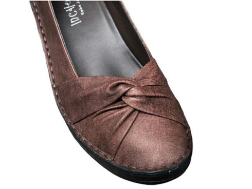 【インコルジェ 3232 ダークブラウン】ターバンリボンパンプス