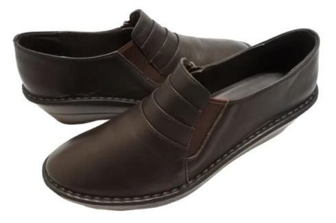 【インコルジェ3235 ダークブラウン】デザインスリッポンシューズ