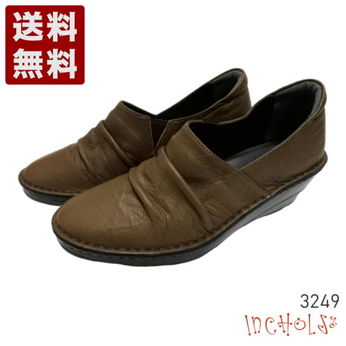 【インコルジェ3249 ダークブラウン】くしゅくしゅスマートスリッポン