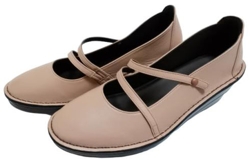 【インコルジェ3254 ライトピンク】ウェッジソールななめストラップパンプス