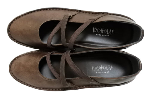 【インコルジェ3261 ダークブラウン】ジグザグストラップパンプス