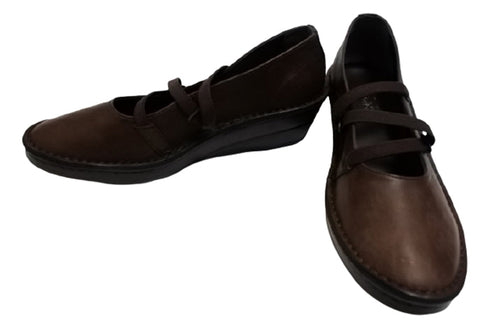 【インコルジェ3261 ダークブラウン】ジグザグストラップパンプス