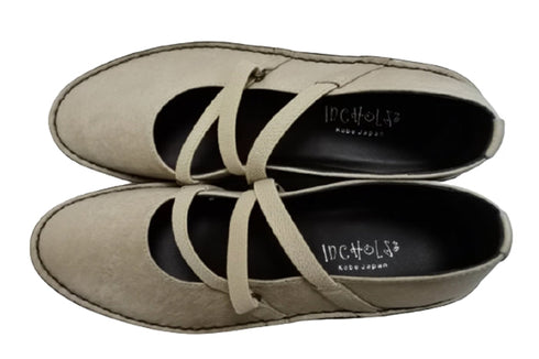 【インコルジェ3261 グレージュ】ジグザグストラップパンプス