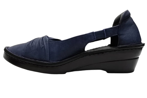 【インコルジェ 3262 ネイビー】サイドオープンリボンパンプス