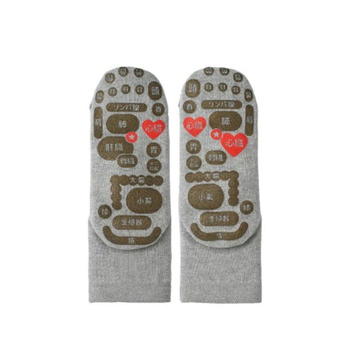 【TSUBOレシピPLUS 33030 グレー】 両面足つぼソックス 先丸タイプ靴下 22cm-25cm