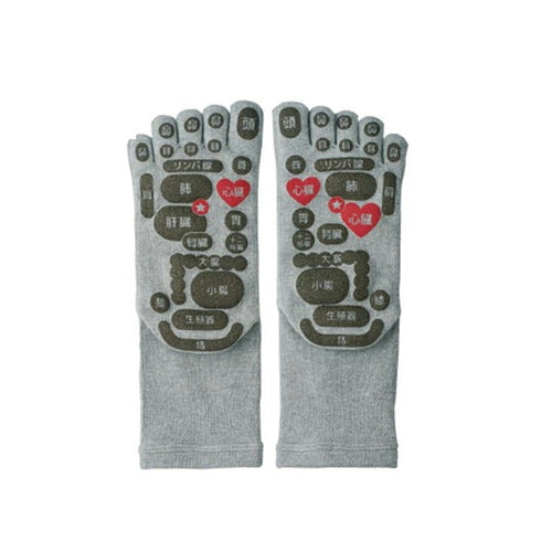 【TSUBOレシピPLUS 33032 グレー】両面足つぼソックス 5本指タイプ靴下 22cm-25cm