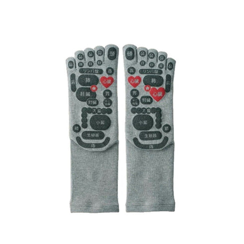 【TSUBOレシピPLUS 33042 グレー】両面足つぼソックス 5本指タイプ靴下 25cm-27cm