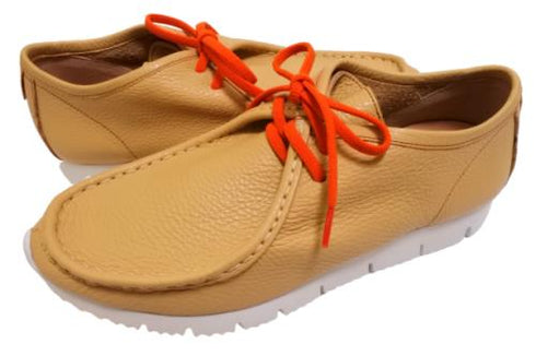 【arui_toe 3590 ベージュ】本革コンフォートモカシン靴紐シューズ