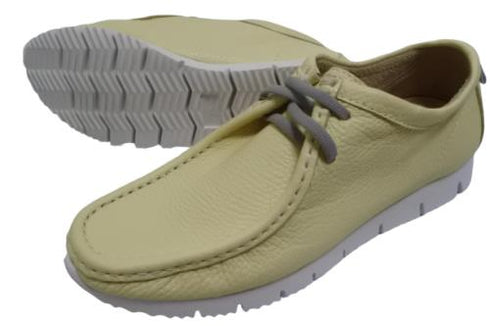 【arui_toe 3590 カナリア】本革コンフォートモカシン靴紐シューズ