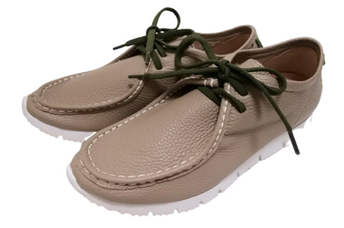 【arui_toe 3590 ダークベージュ】本革コンフォートモカシン靴紐シューズ