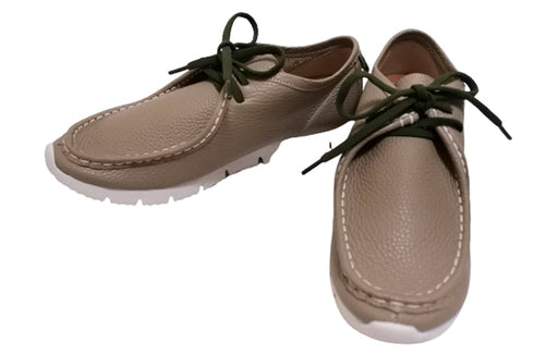 【arui_toe 3590 ダークベージュ】本革コンフォートモカシン靴紐シューズ