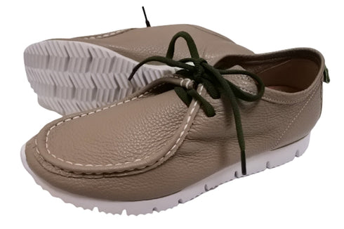 【arui_toe 3590 ダークベージュ】本革コンフォートモカシン靴紐シューズ