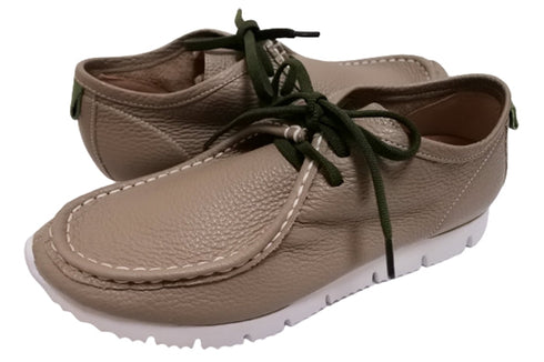 【arui_toe 3590 ダークベージュ】本革コンフォートモカシン靴紐シューズ