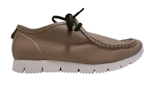 【arui_toe 3590 ダークベージュ】本革コンフォートモカシン靴紐シューズ