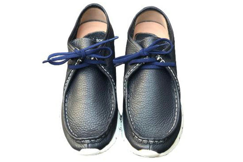 【arui_toe 3590 ダークネイビー】本革コンフォートモカシン靴紐シューズ
