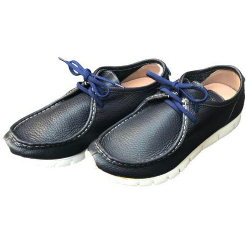 【arui_toe 3590 ダークネイビー】本革コンフォートモカシン靴紐シューズ
