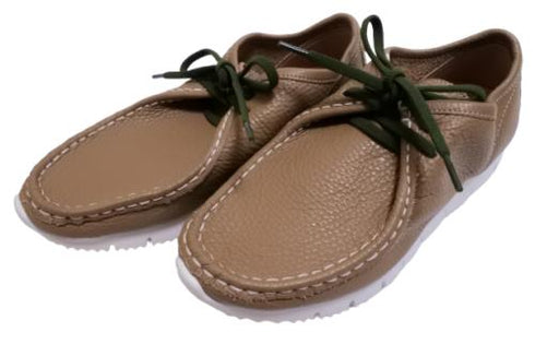 【arui_toe 3590 グレージュ】本革コンフォートモカシン靴紐シューズ