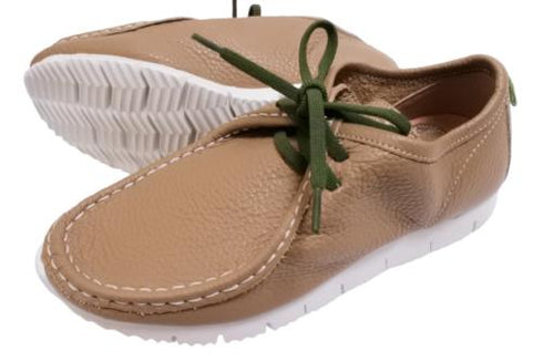 【arui_toe 3590 グレージュ】本革コンフォートモカシン靴紐シューズ