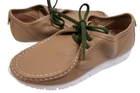 【arui_toe 3590 グレージュ】本革コンフォートモカシン靴紐シューズ