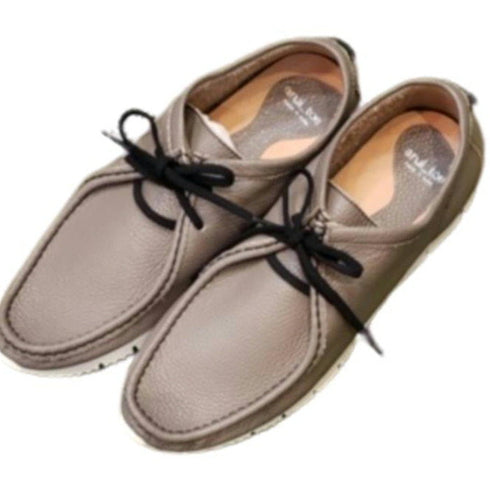 【arui_toe 3590 グレー】本革コンフォートモカシン靴紐シューズ