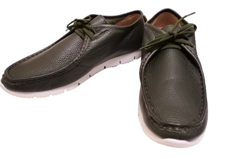 【arui_toe 3590 カーキ】本革コンフォートモカシン靴紐シューズ