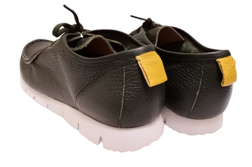 【arui_toe 3590 カーキ】本革コンフォートモカシン靴紐シューズ