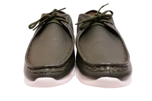 【arui_toe 3590 カーキ】本革コンフォートモカシン靴紐シューズ