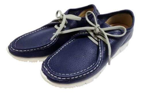 【arui_toe 3590 ネイビー】本革コンフォートモカシン靴紐シューズ