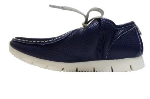 【arui_toe 3590 ネイビー】本革コンフォートモカシン靴紐シューズ