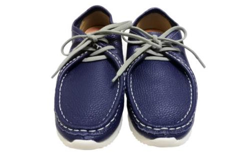 【arui_toe 3590 ネイビー】本革コンフォートモカシン靴紐シューズ