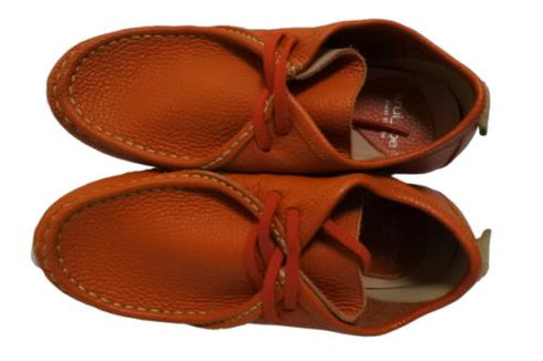【arui_toe 3590 オレンジ】本革コンフォートモカシン靴紐シューズ