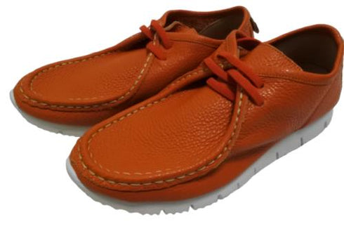 【arui_toe 3590 オレンジ】本革コンフォートモカシン靴紐シューズ