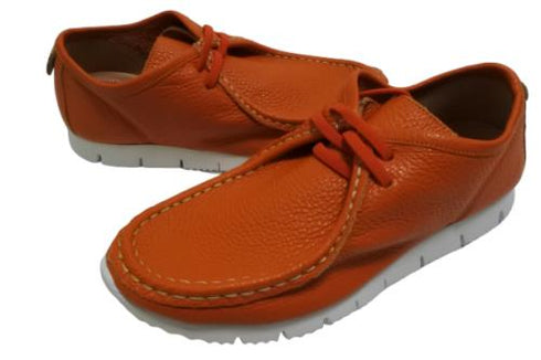 【arui_toe 3590 オレンジ】本革コンフォートモカシン靴紐シューズ