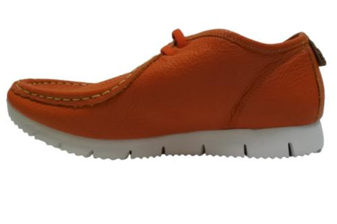 【arui_toe 3590 オレンジ】本革コンフォートモカシン靴紐シューズ