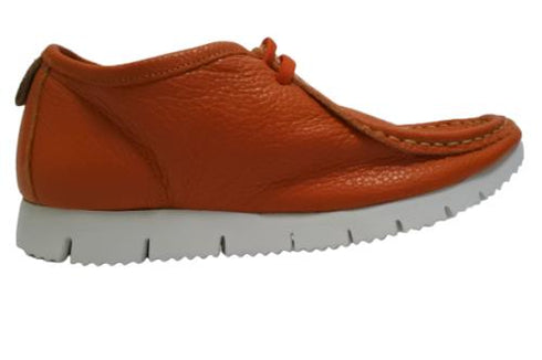 【arui_toe 3590 オレンジ】本革コンフォートモカシン靴紐シューズ