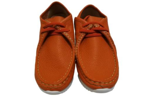 【arui_toe 3590 オレンジ】本革コンフォートモカシン靴紐シューズ