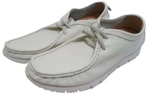 【arui_toe 3590 オフホワイト】本革コンフォートモカシン靴紐シューズ