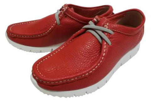 【arui_toe 3590 レッド】本革コンフォートモカシン靴紐シューズ