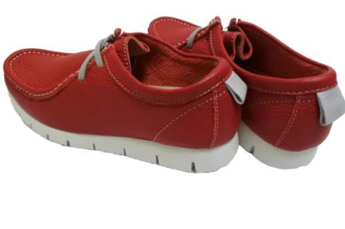 【arui_toe 3590 レッド】本革コンフォートモカシン靴紐シューズ