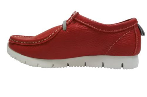 【arui_toe 3590 レッド】本革コンフォートモカシン靴紐シューズ